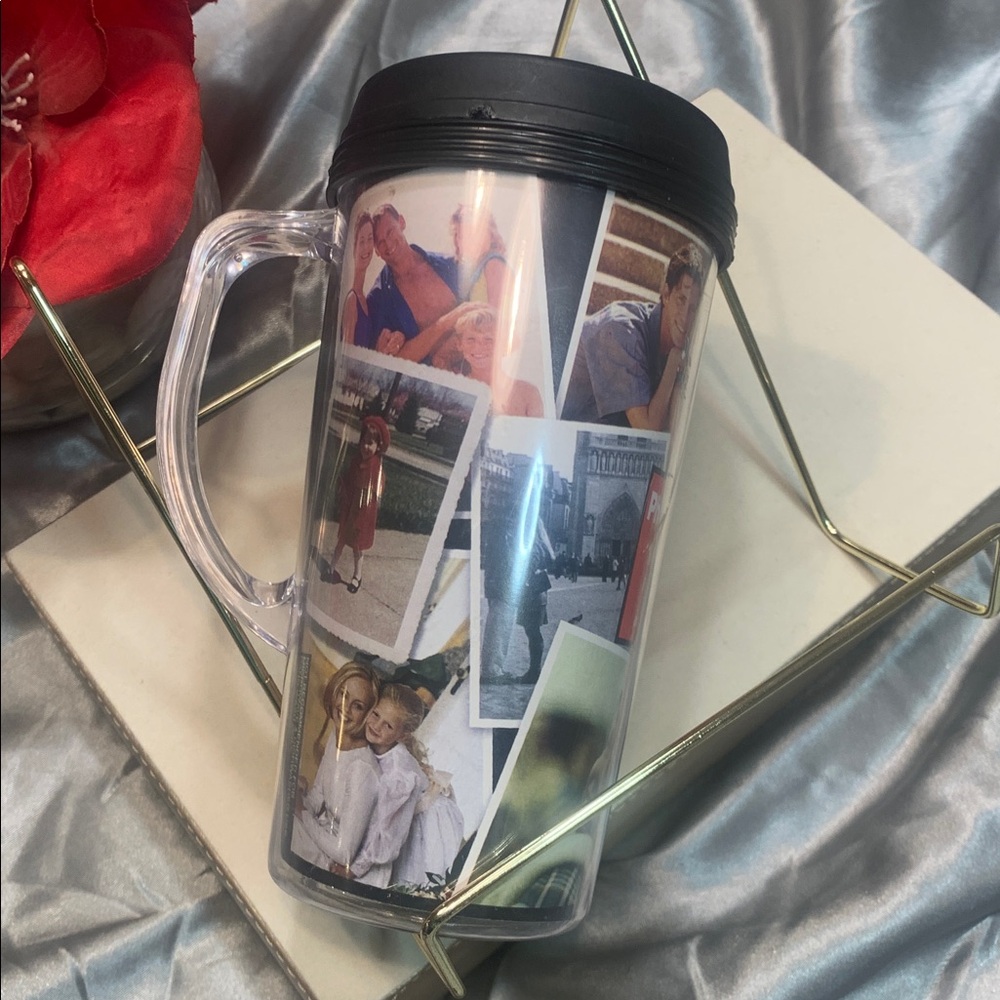 🌹 New 16oz Personalizable Clear Photo Tumbler with Black Lid •